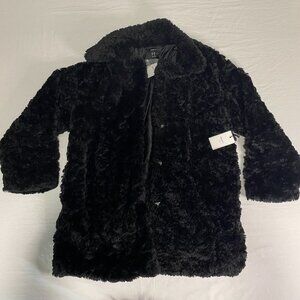 Forever 21 Black Faux Fur Coat – Soft Plush Long Sleeve Jacket – Size 2X